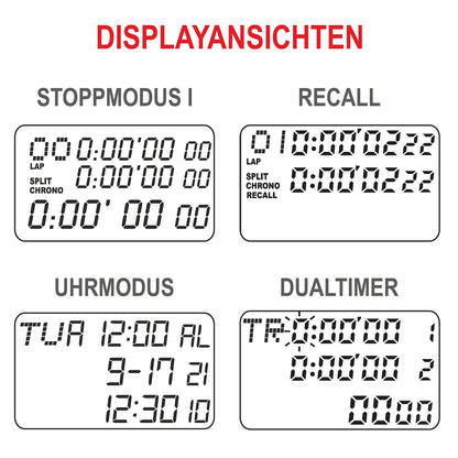Schütt Stoppuhr PC-90 digital mit 60 Memory und Druckpunktmechanik