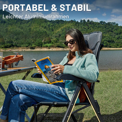 TIMBER RIDGE Campingstuhl Faltbar Alu Verstelllehne – Grau