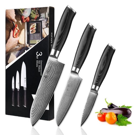 Wakoli Damastmesser Set 3-tlg. – 67 Lagen Damaststahl VG10