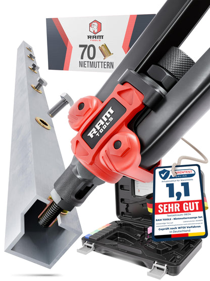 RAM TOOLS Nietmutternzangen-Set RAM-NMZ mit 70 Nietmuttern M3-M12, inklusive Koffer