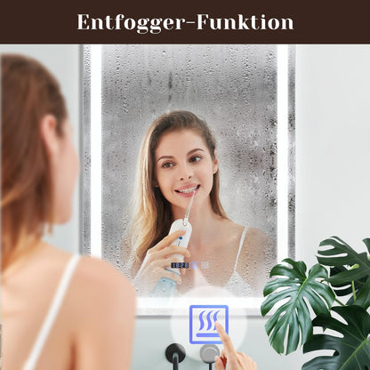 Mursche LED Badspiegel 50x70 cm - Dimmbar, Uhr, Entfogger
