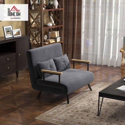 HOMCOM Schlafsofa Klappbett mit Bettfunktion Samtoptik Dunkelgrau