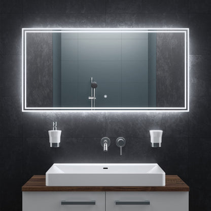 BR Bringer LED Badezimmerspiegel 120x60 cm – Dimmbar, Anti-Beschlag. Anpassbares Licht und beschlagfreie Oberfläche im Bad.