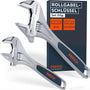 PRESCH Rollgabelschlüssel Set 200 & 300 mm, verstellbar, Stahl – zwei Einmaulschlüssel mit lasergravierter Skala