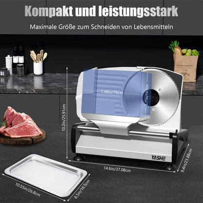 YASHE Elektrischer Allesschneider 200W mit 19 cm Edelstahlklingen
