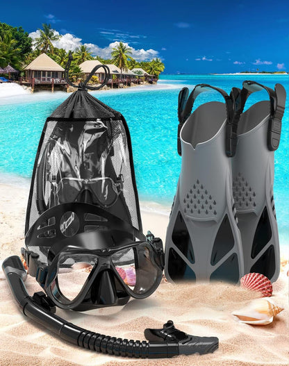 Zenoplige Schnorchelset Erwachsene 3-in-1, Tauchmaske und Flossen