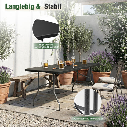 Sekey Klapptisch 152 x 70 cm, Buffettisch aus Kunststoff, schwarz