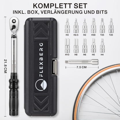 FLEXBERG Drehmomentschlüssel Fahrrad Set 2-20 Nm, 1/4 Zoll