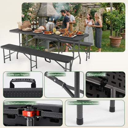 Sekey Bierzeltgarnitur klappbar 3-teilig 180 cm schwarz