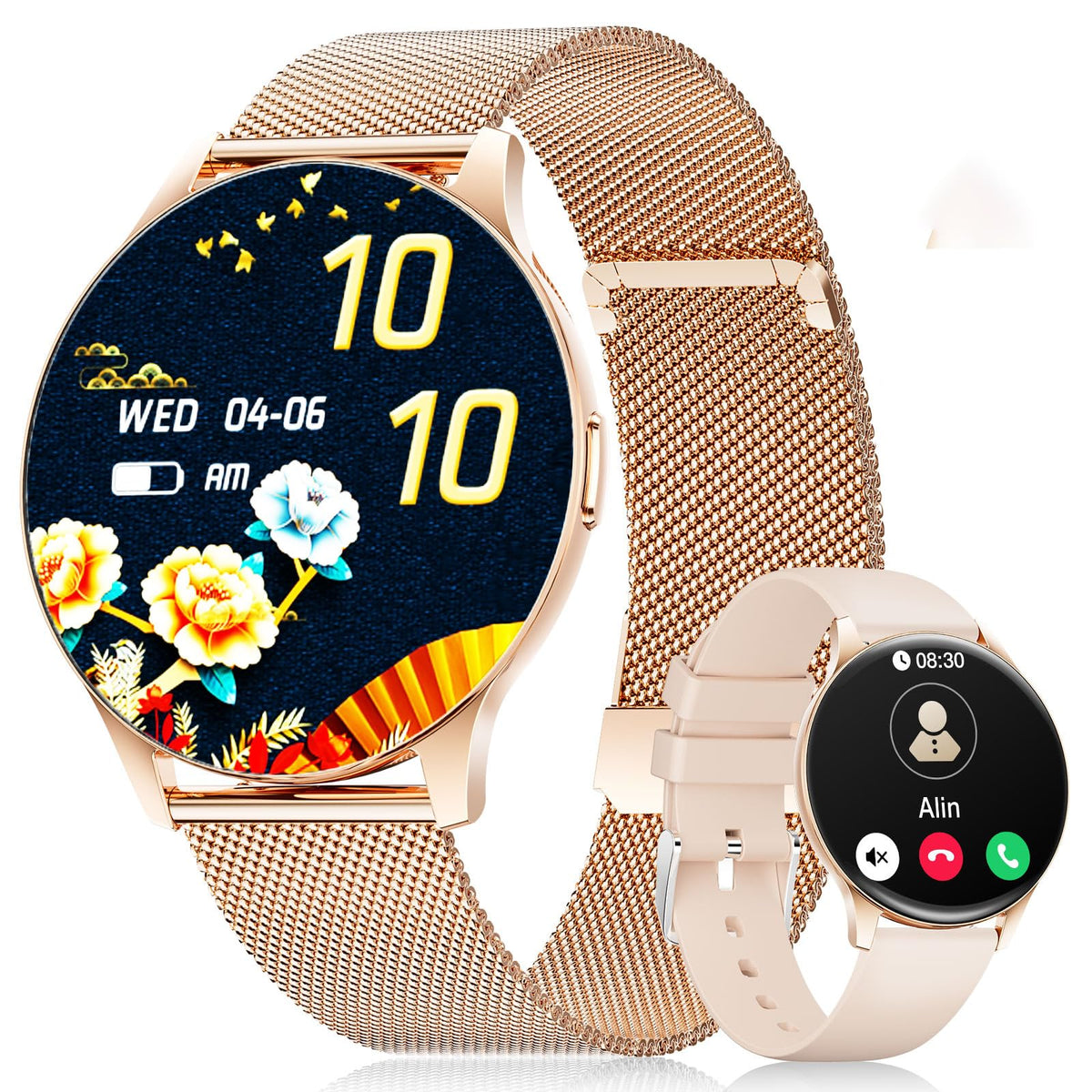 LIGE FV21 Smartwatch Damen mit AMOLED-Display, Roségold