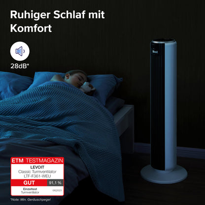 Levoit Turmventilator Flüsterleise Schlafmodus - Weiss 92cm
