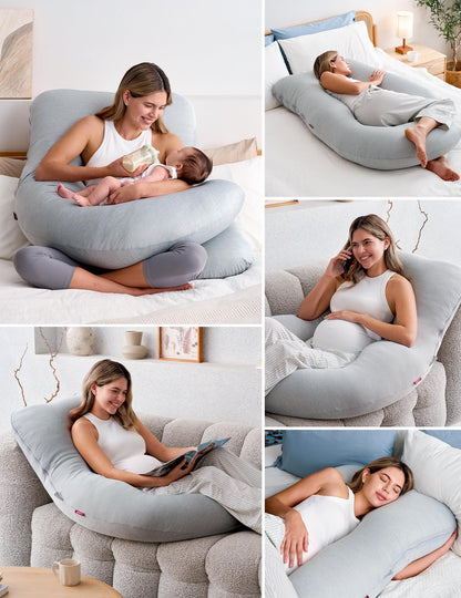 Momcozy Schwangerschaftskissen U-förmig mit Kühleffekt 145cm