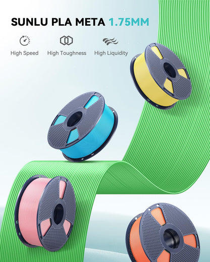 SUNLU PLA Meta High Speed 3D Drucker Filament - 4KG 1.75mm Meta Grau