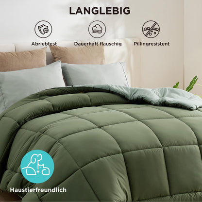 BEDSURE Bettdecke 135x200 cm Ganzjahresdecke Bronzegrün/Eisberggrün