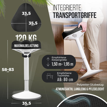 Vina Home SH-01 Ergonomischer Bürohocker IGR zertifiziert – Schwarz