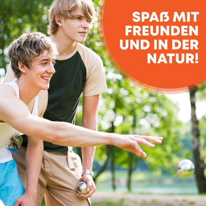 Puffin Boule Set – Petanque Spiel mit 8 Metall Kugeln