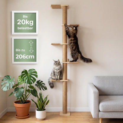 WOOWOOD Kratzbaum zur Wandmontage, höhenverstellbar bis 206 cm