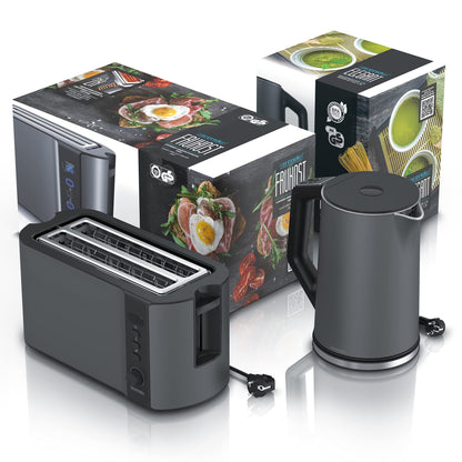Arendo Wasserkocher Toaster Set Edelstahl Cool Grey
