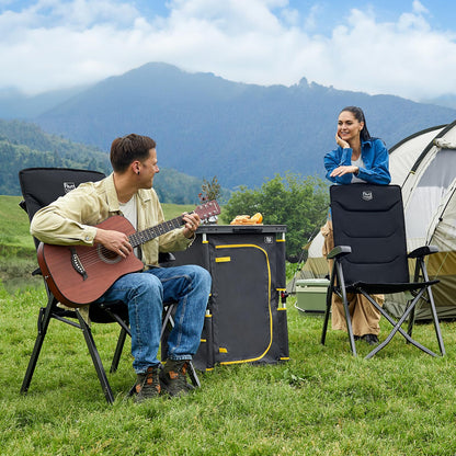 TIMBER RIDGE Campingstuhl Faltbar Alu Hohe Lehne Schwarz