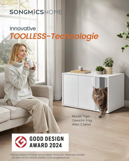 SONGMICS HOME Katzenklo-Schrank PCL013W01 - Grosse Katzen, Schneeweiss