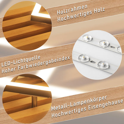 GBLY LED Deckenleuchte Holz, 70 cm, dimmbar, 46 W, schwarz eckig