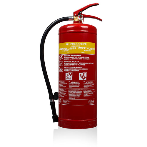 Smartwares Schaum-Feuerlöscher für AB-Brände - 6L - 10.015.05: Roter, zylindrischer Löscher zur Brandbekämpfung.