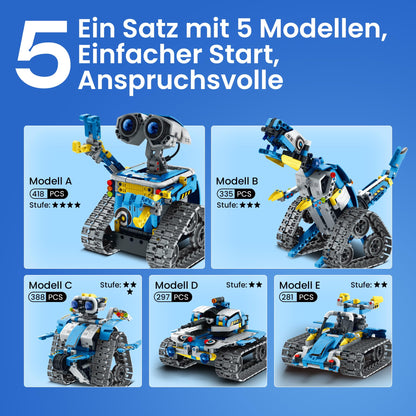 Sillbird Technik Roboter Bauspielzeug 5-in-1 mit App, 488 Teile