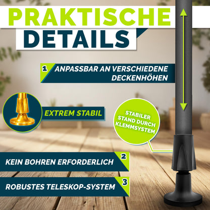 tillvex Klemmmarkise Senkrechtmarkise mit Handkurbel, Grau, 200x310 cm