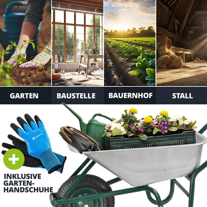 Juskys Garden Schubkarre - 100L Volumen verzinkt Silber