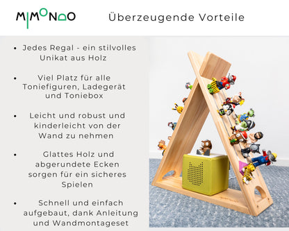 MIMONDO Tonieregal für 60 Tonies aus Holz - Stehend & Hängend