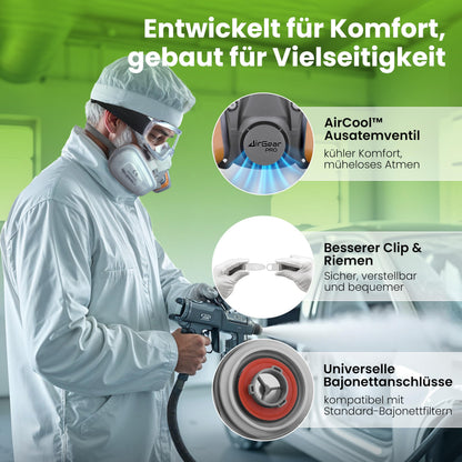 AirGearPro G-500 Atemschutzmaske mit A1P2 Filter und Schutzbrille