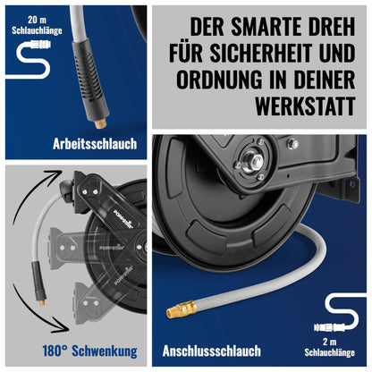 Poppstar Druckluftschlauchtrommel Stahl 20+2m Schlauch