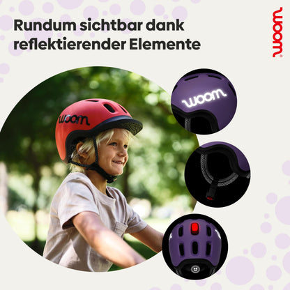 woom READY Kinder-Fahrradhelm, Lila, Grösse M (53–57 cm)