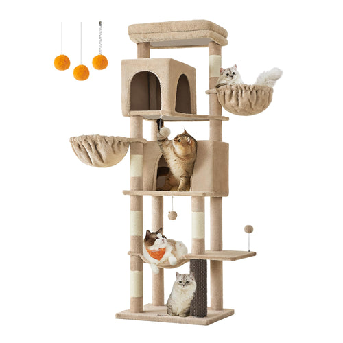 Feandrea Katzenbaum XL 175cm mit Höhlen – Kamelbraun PCT182K01