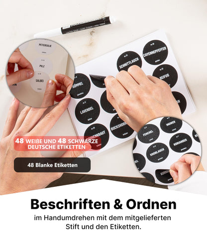 Deco haus Gewürzregal stehend & hängend mit 28 Gewürzgläsern, schwarz
