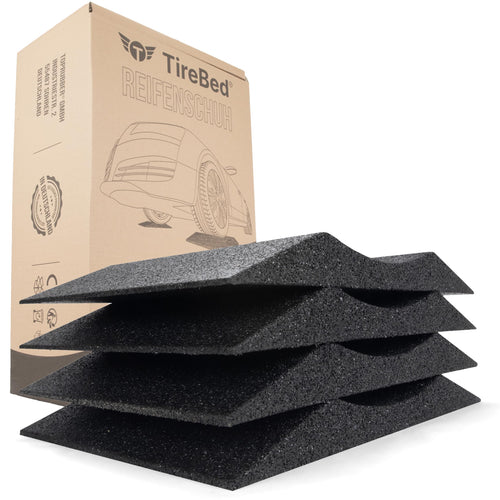 TopRubber 4X Reifenschuh 300er Set Reifenschoner - Schwarz. Halbschalenförmiger Schutz für Reifen gegen Druckstellen bei Lagerung.
