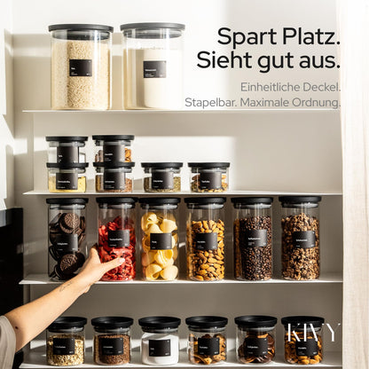 KIVY Vorratsgläser 4er Set 500 ml aus Borosilikatglas mit Glasdeckel