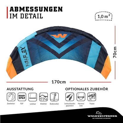 Wolkenstürmer® Paraflex Sport 1.7 2-Leiner Lenkmatte – Türkis