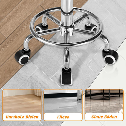 Rollhocker PU Leder Rund Gepolstert Höhenverstellbar Fussstütze - Tinte