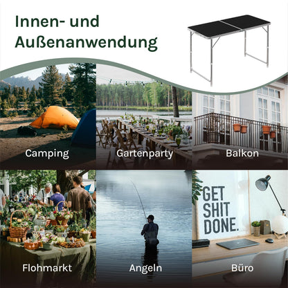 WOLTU Campingtisch CPT8122sz, höhenverstellbar, 120x60 cm, schwarz