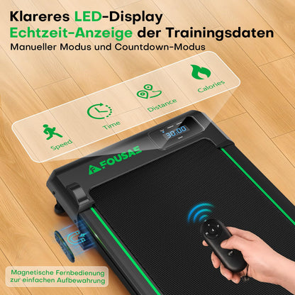 FOUSAE Walking Pad Laufband 1-10 km/h mit 9% Steigung