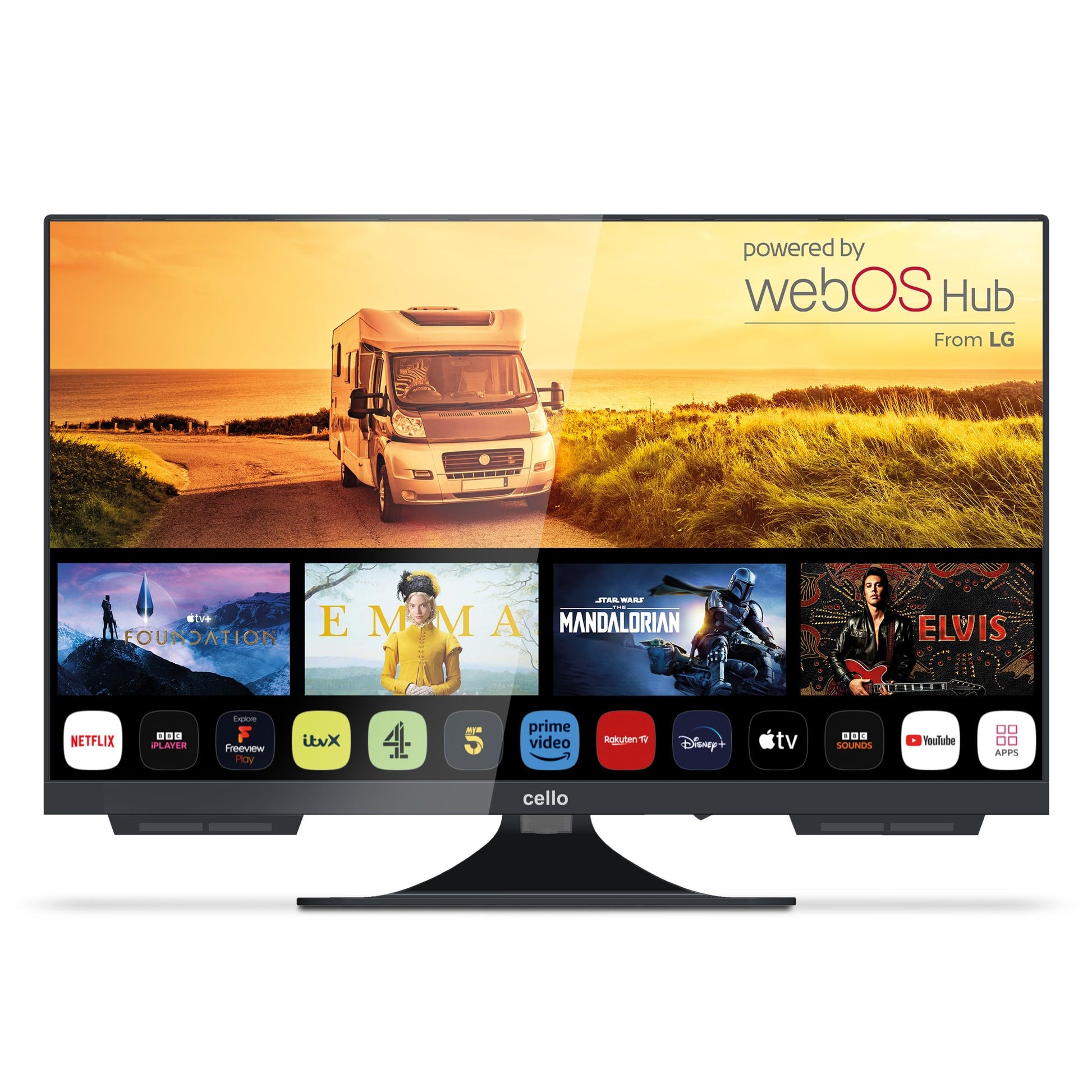Cello C2424WS Fernseher – 24 Zoll 12V Smart rahmenlos: Rahmenloser 24-Zoll Smart-TV mit 12V-Betrieb für mobile Unterhaltung.