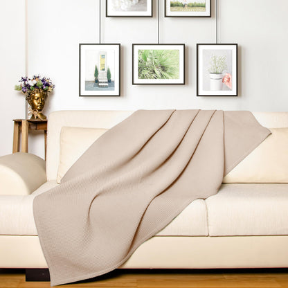 LAYNENBURG Waffelpique Baumwolle Tagesdecke 240x260cm - Beige