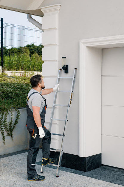DRABEST PRO Anlegeleiter Aluminium 7 Stufen mit Leiterhaken 150 kg
