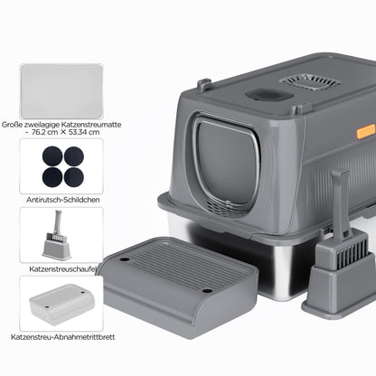 Citylife Edelstahl Katzenklo mit Deckel XXL – Geschlossen