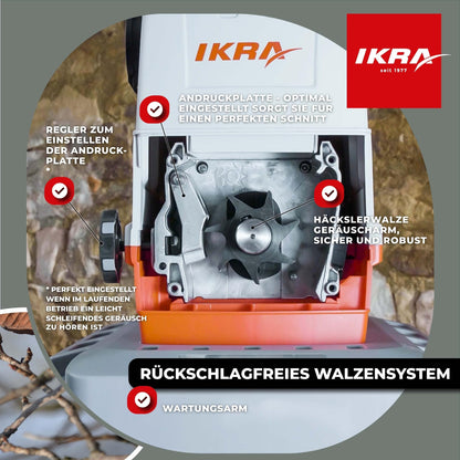 IKRA Walzenhäcksler ILH 3000 A, Elektro-Gartenhäcksler, 3000 W