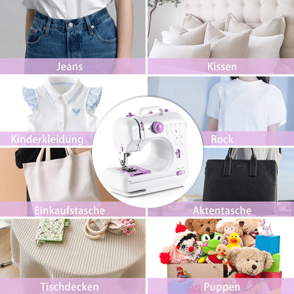 EasySew 12-Stiche Mini-Nähmaschine tragbar – mit Anschiebetisch