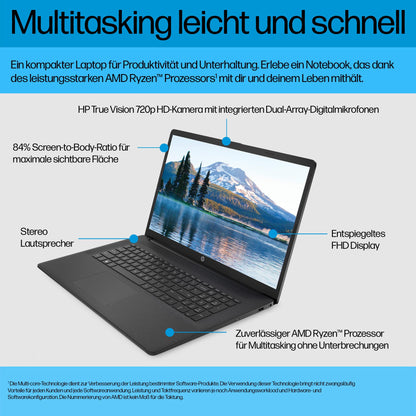 HP Laptop 17,3" FHD - Ryzen 3 7320U 512GB SSD Schwarz