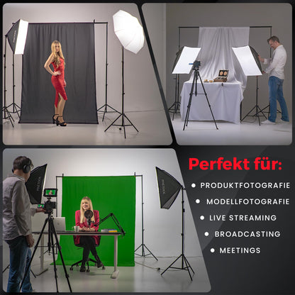 Pixetool Fotostudio Set – 2 Softboxen 50x70 cm mit LED-Lampen