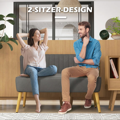 HOMCOM 2-Sitzer Stoffsofa, Polster-Loungesofa – Dunkelgrau